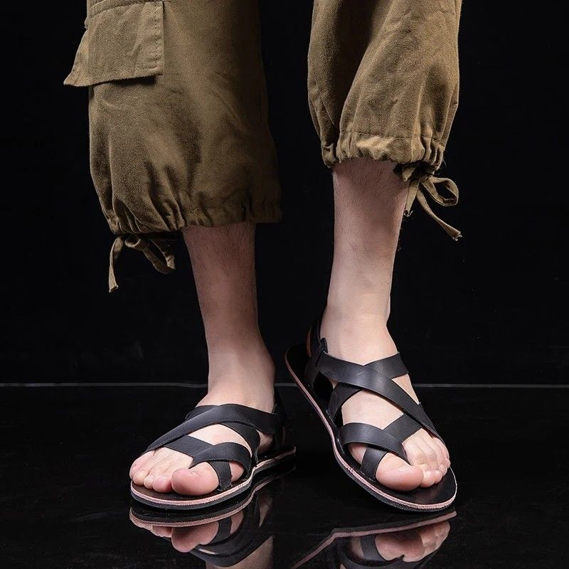 Mens leather sandal shoes top