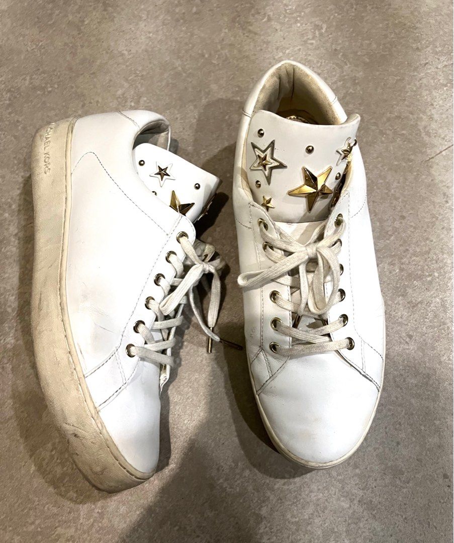 Michael kors white leather deals trainers