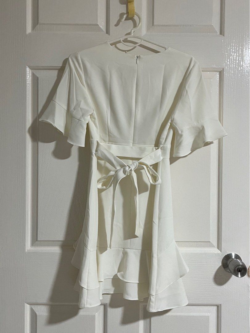 Uo suddenly spring linen ruffle tie dress sales