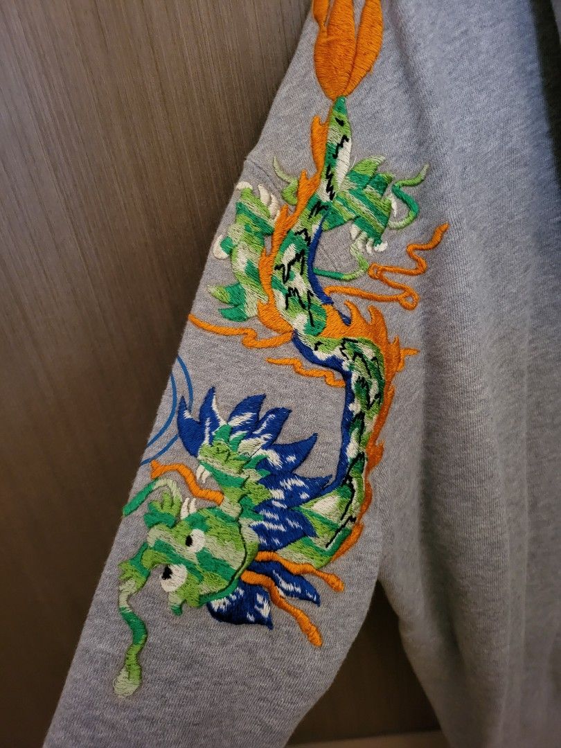 Mint Gucci Dragon Oversize Grey Hoodie Sweater Size S Men s