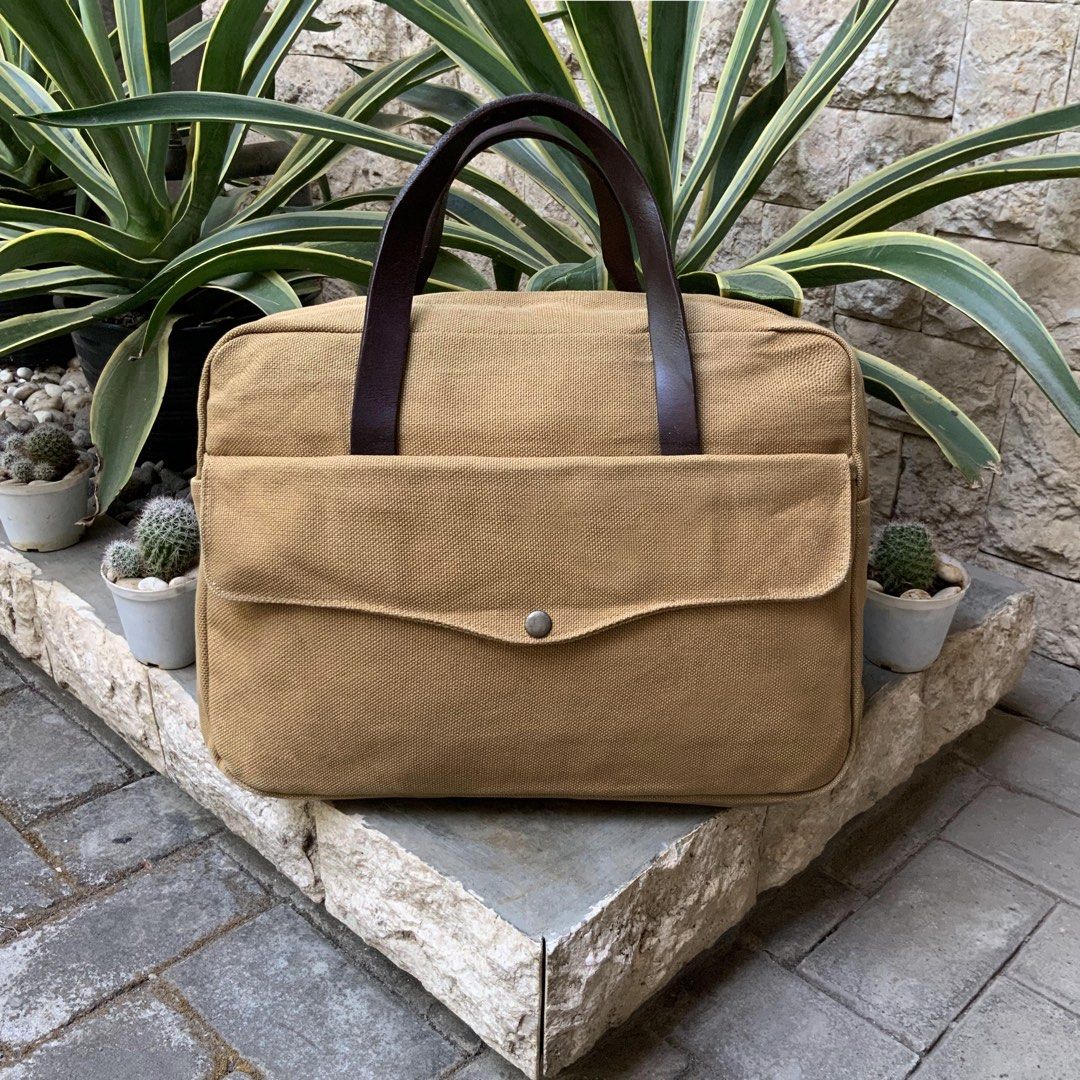 MONONO RUGGED CANVAS LEATHER 2WAY BRIEFCASE BROWN X FILSON