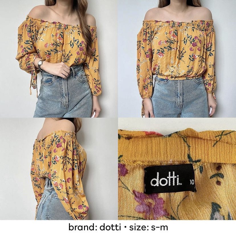 Mustard Cotton Blend Floral Printed shoulder strap Fancy Top