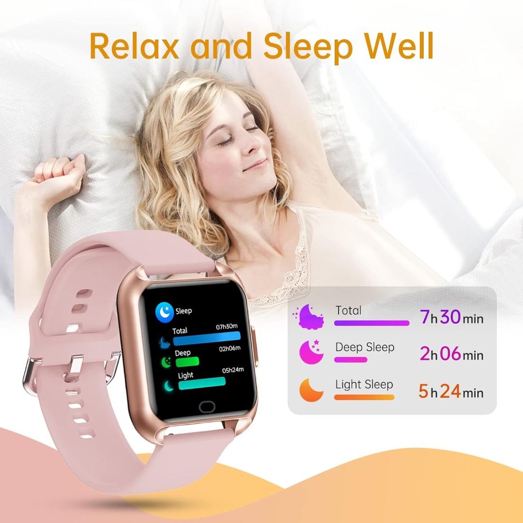 NEGO MAXTOP Smart Watch Compatible iPhone Android Fitness Tracker Watches with Heart Rate Monitor Sleep Monitor Blood Oxyen Blood Pressure Monitor Smartwatch for Men Women Pink Mobile Phones Gadgets W...