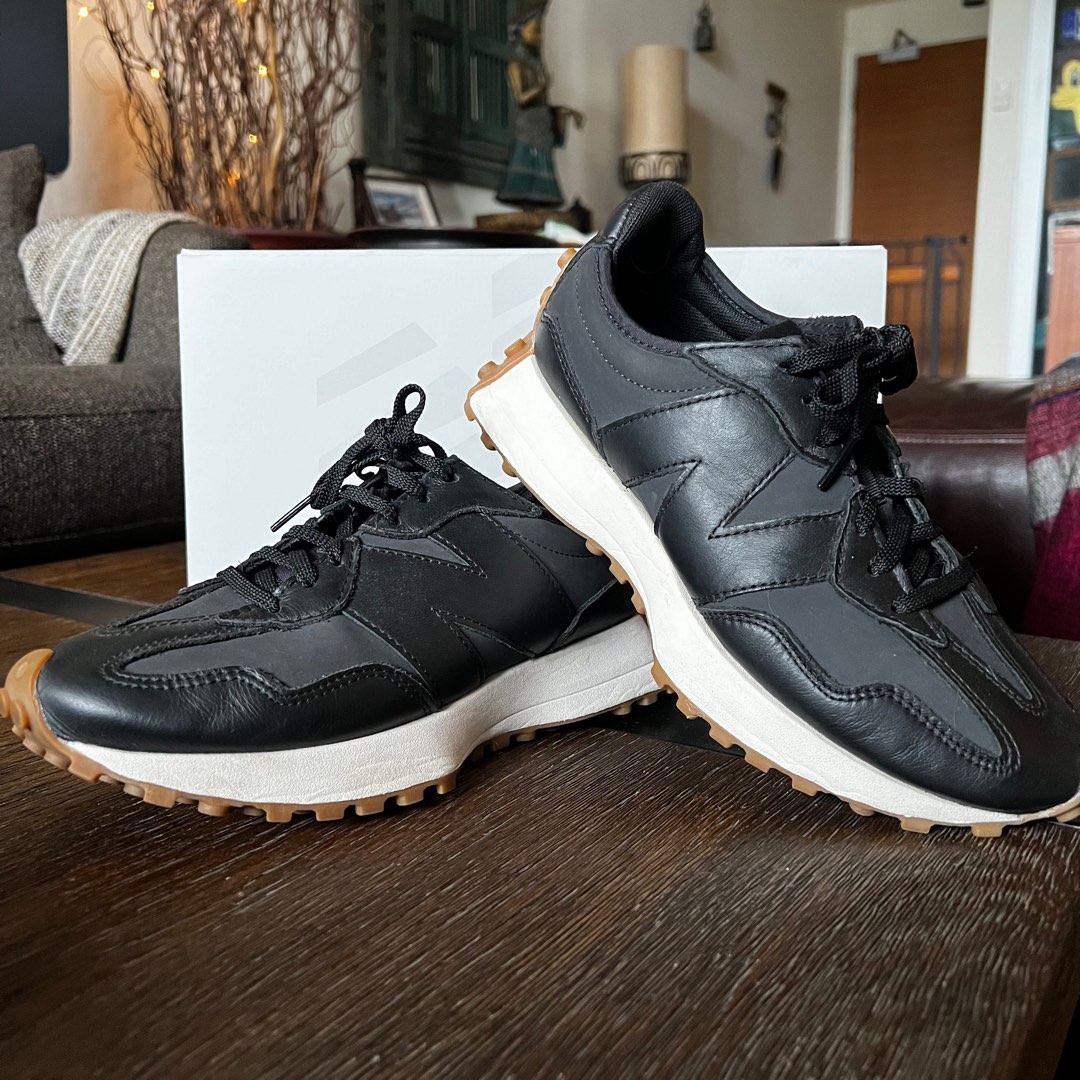 Black leather new balance women's 2025