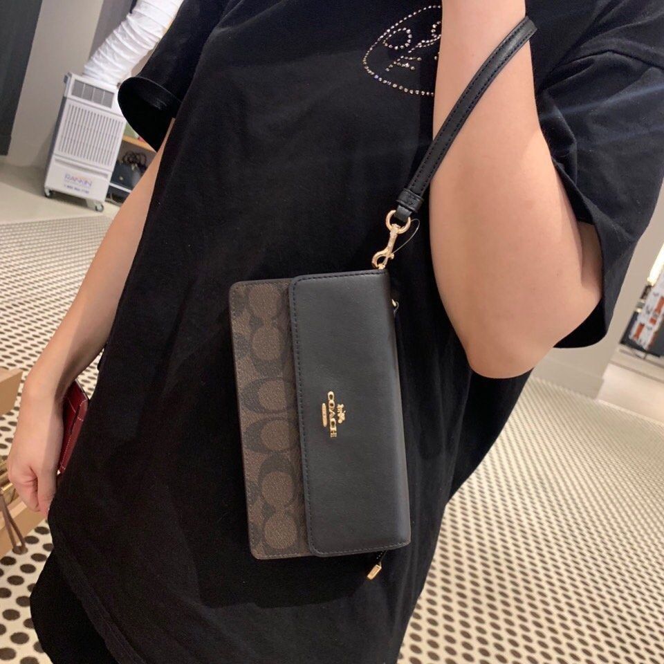 New Coach Original 78229 Dark Brown Foldover Wristlet in Signature Canvas Men Women Clutch Wallet with Full Set of Coach Package Luxury Bags Wallets on Carousell