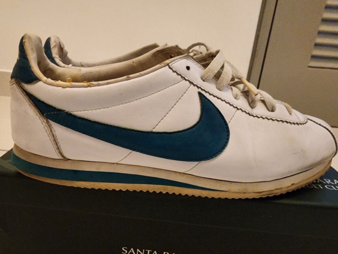 Nike cortez white top and green
