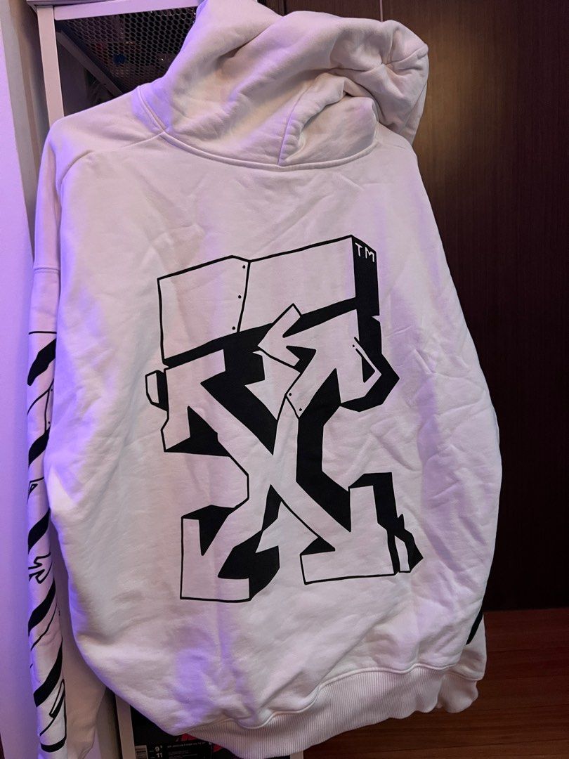 Off white graffiti skate hoodie Men s Fashion Coats Jackets and