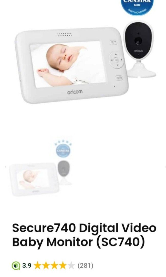 Oricom Secure 740 Baby Camera Monitor 4.3 Inches Digital Video Audio LCD Screen Wireless