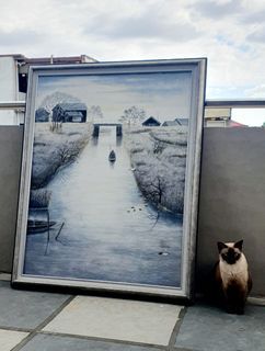Original Artwork Oil on Canvas Wood frame Alum Double frame cradle big dimension painting wall art