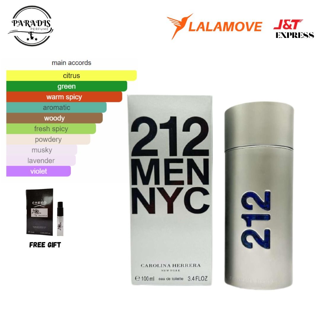 ORIGINAL AUTHENTIC CAROLINA HERRERA 212 MEN NYC EDT 100ML, Beauty ...