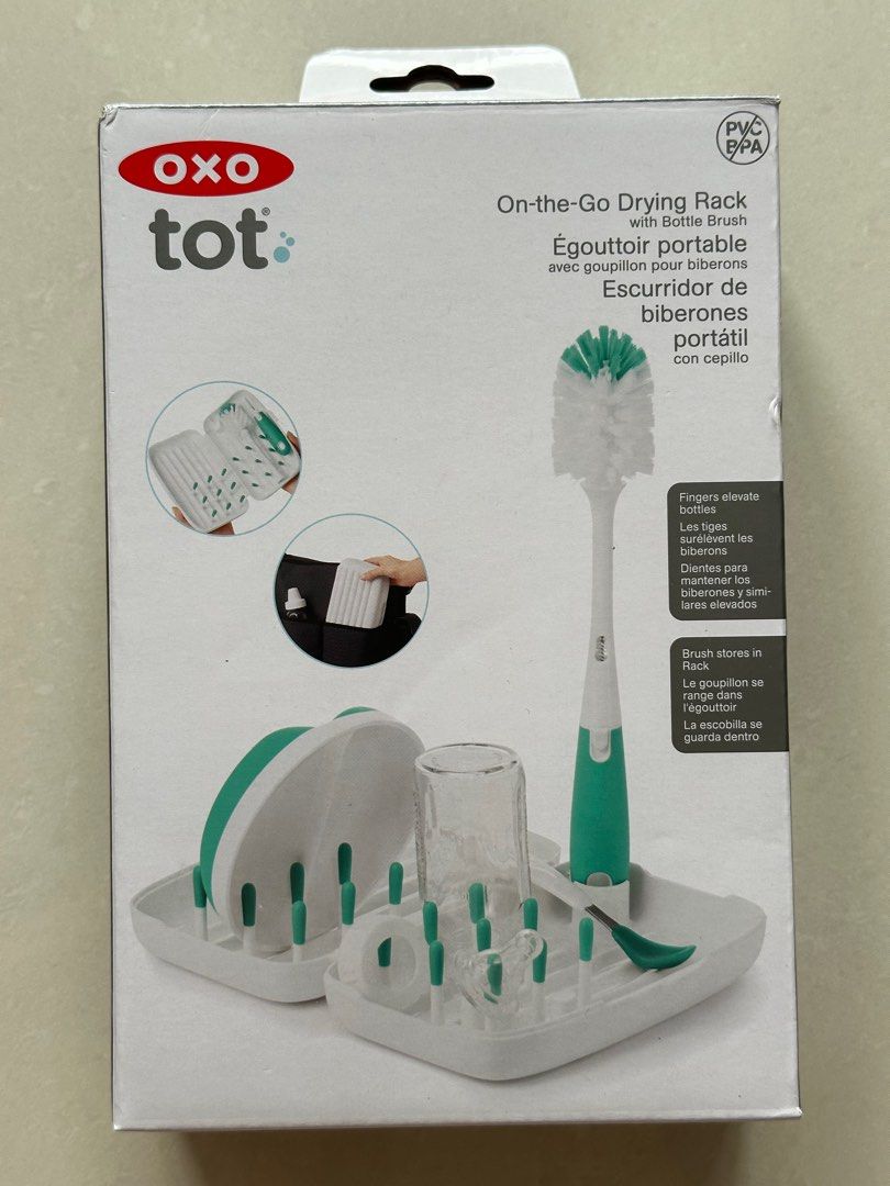 OXO Tot On-The-Go Drying Rack with Bottle Brush - Gray