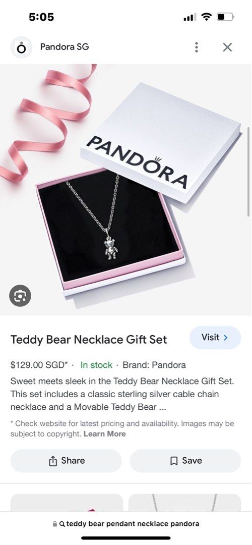 Pandora teddy clearance bear necklace