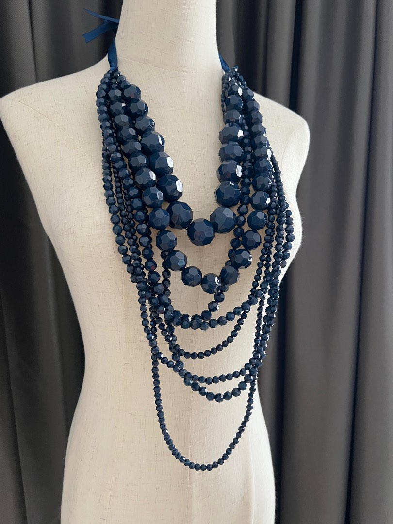 Party Beads Necklace Navy Blue