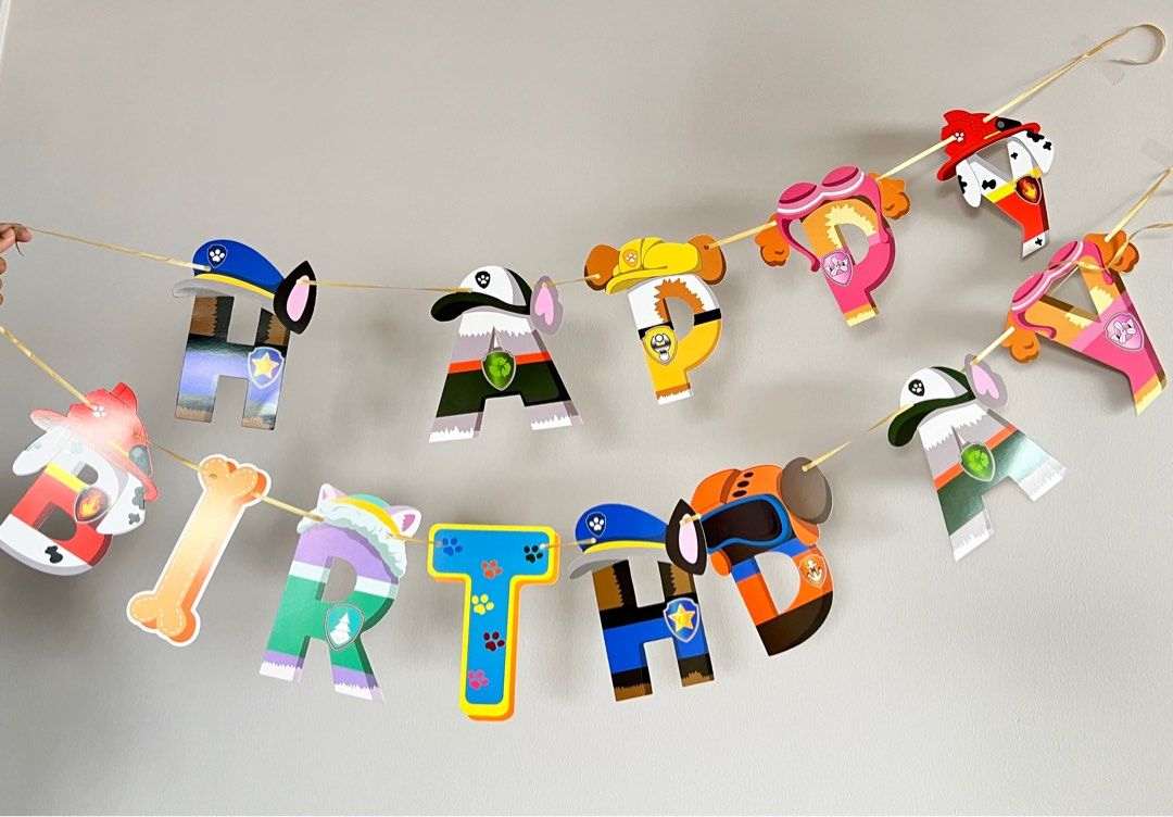 Paw Patrol birthday decorations foam board and decors, Hobbies & Toys