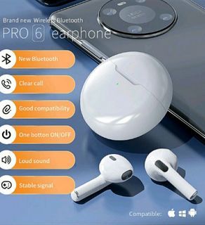 Pro6 TWS Bluetooth Earbuds Touch Control  9D Stero