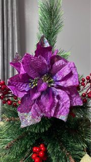 PURPLE CHRISTMAS DECORS POINSETTIA