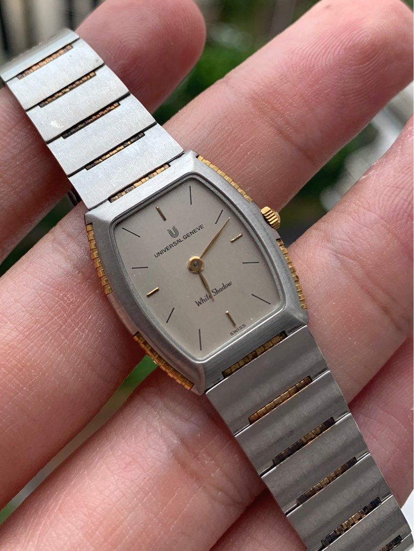 Rare) Universal Geneve white shadow ladies tonneau case, Women's