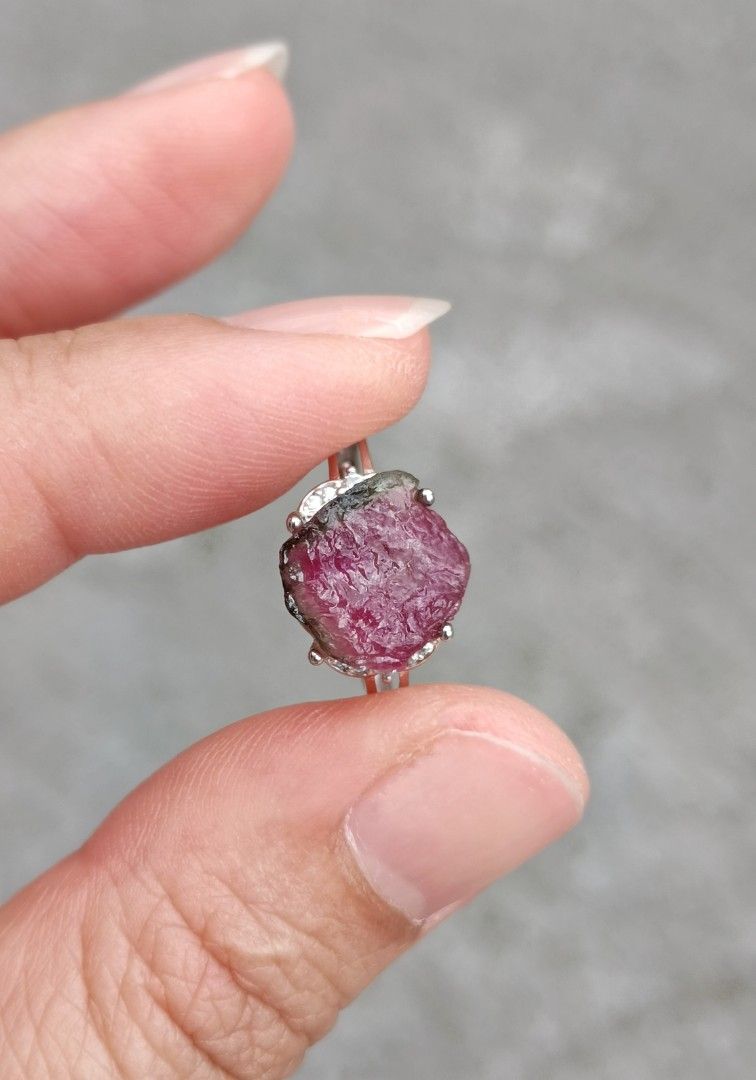 Raw watermelon outlet tourmaline ring