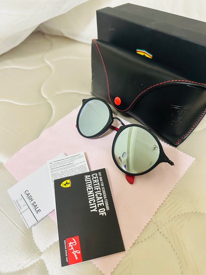 Ray Ban Round Fleck RB2447NM Scuderia Ferrari Collection Matte Black Mirror Silver