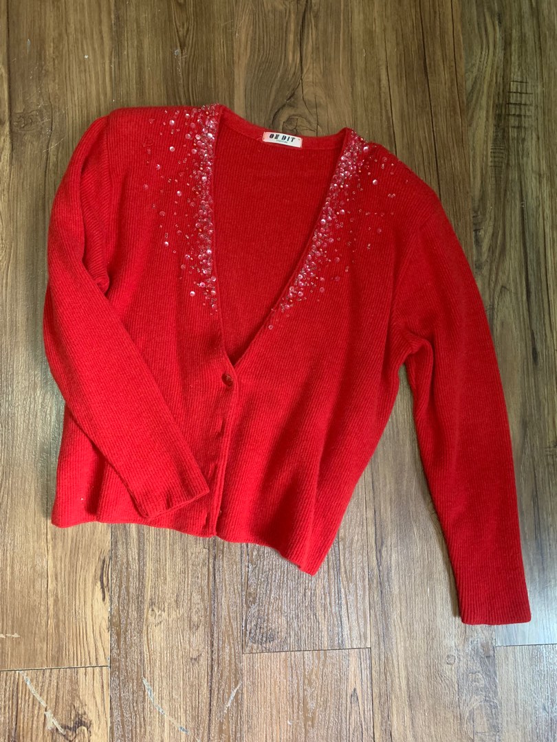 Red glitter jacket, Women's Fashion, Coats, Jackets and Outerwear on