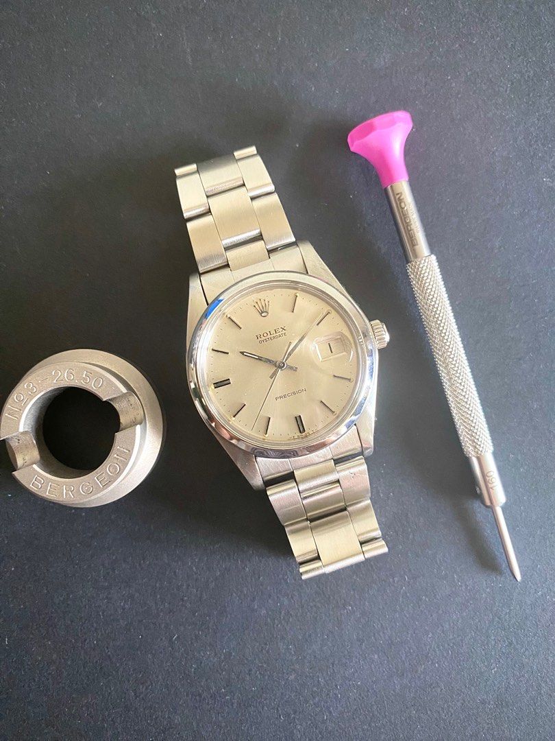 Rolex Oyster Date 34mm manual winding 78350 thick bracelet with nicely aged silver white sunburst dial Precision both ladies watch men s watch ref