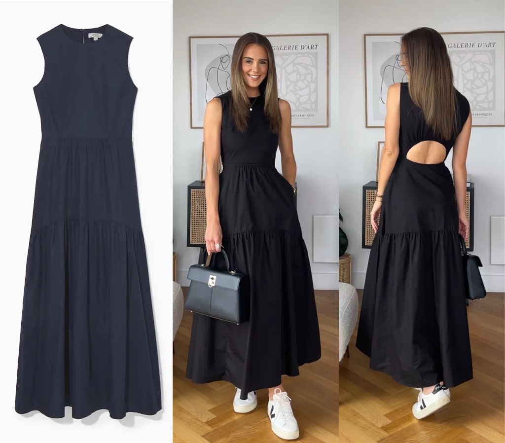 Cos layered open back dress top