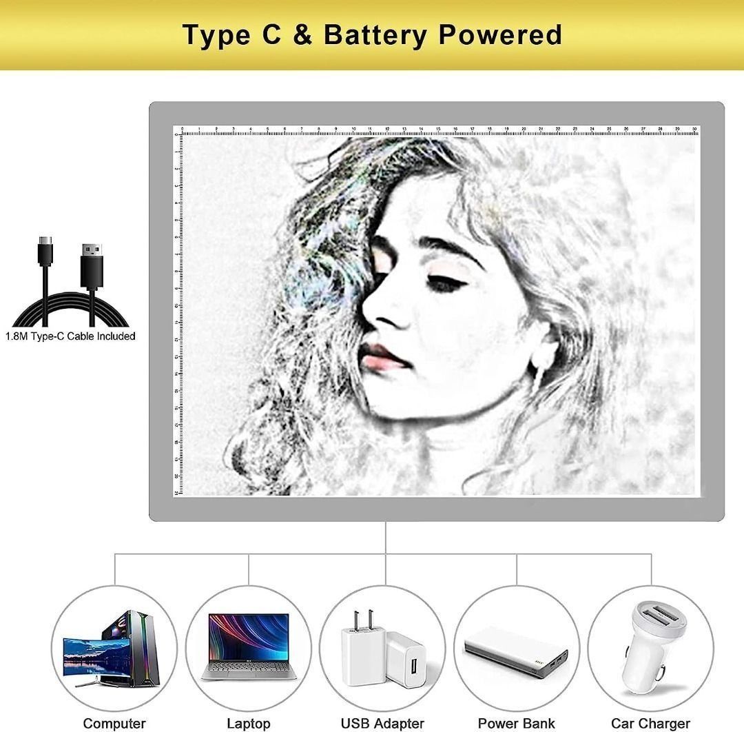 Rechargeable LED Light Pad Wireless Battery Powered Light Board for kid's  Drawing Sketching Animation Stencilling