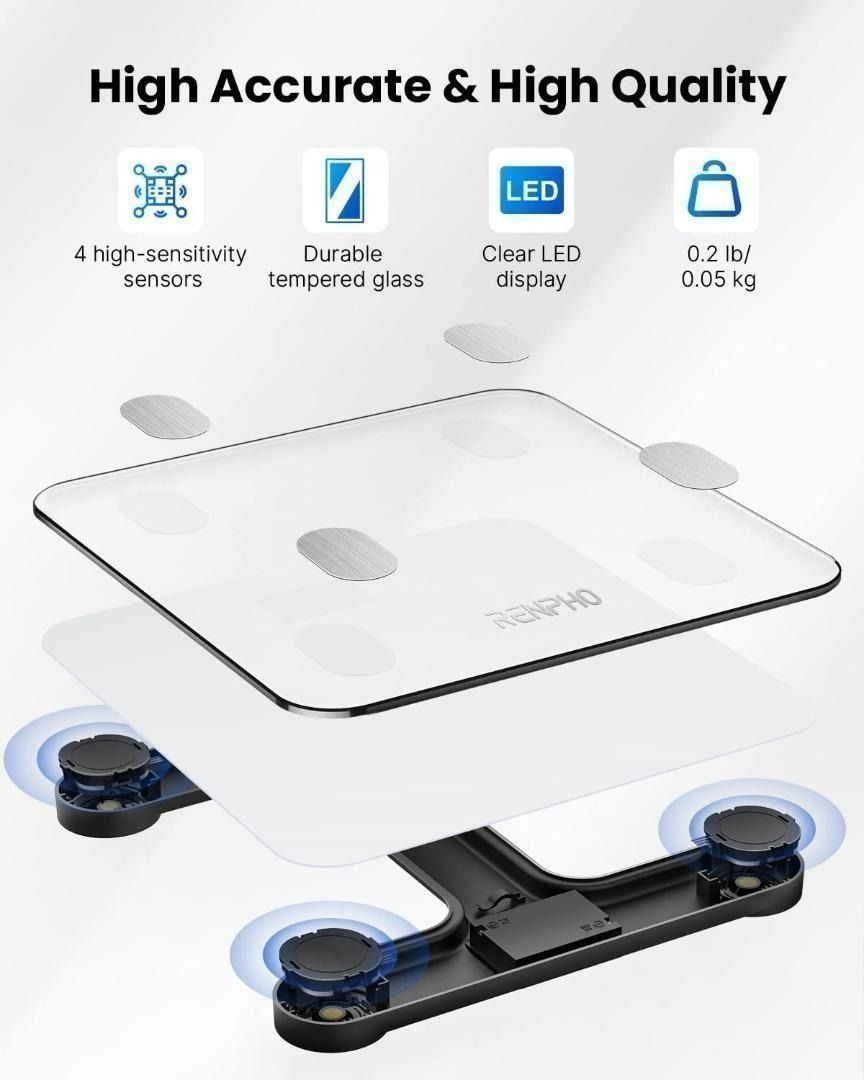 CHWARES Scale for Body Weight, Rechargeable Weight Scale with Large LCD  Display, Smart Digital Bathroom Scale with Body Fat 15 Metrics Body