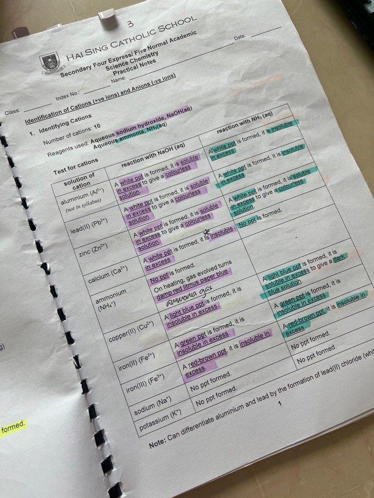 Science Chem Practical notes, Everything Else on Carousell