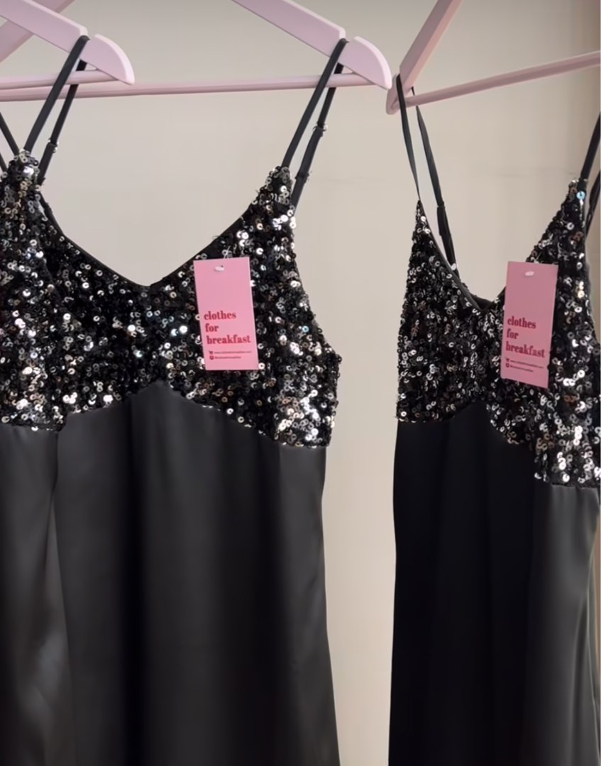 Sequin Satin Dress, Women's Fashion, Dresses & Sets, Evening dresses & gowns on Carousell