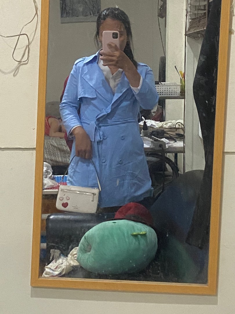 Sky blue dress coat, Women's Fashion, Coats, Jackets and Outerwear on