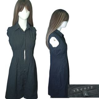 Small to medium black button dress with collar