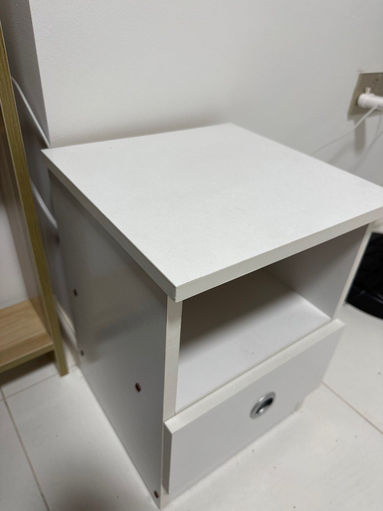 Small white bedside table, Furniture & Home Living, Furniture, Tables