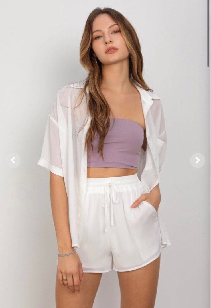 White sheer shorts cheap