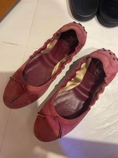 TOD’S Suede bow scrunch ballet gommino flats size 36.5