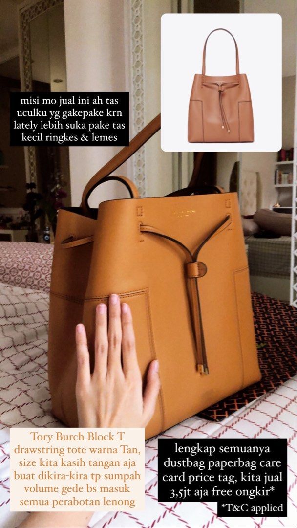Tory Burch Block T Drawstring Bag
