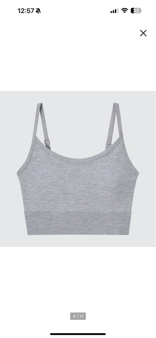 Uniqlo Seamless Half Bra Camisole - Black / White, Women's Fashion, Tops,  Sleeveless on Carousell