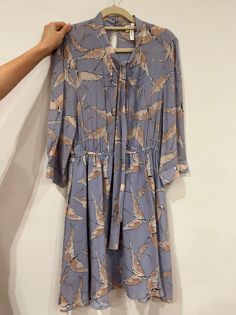 Valentino Blue Bird Silk Dress