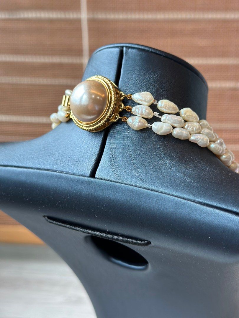 Gold Plated Traditional Stone Studded Multi Strand Long Pearl Necklace Jewellery With Stud Earrings Set For Women/Girls