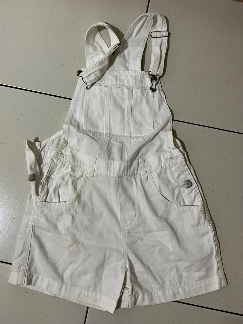 White jean clearance overall shorts