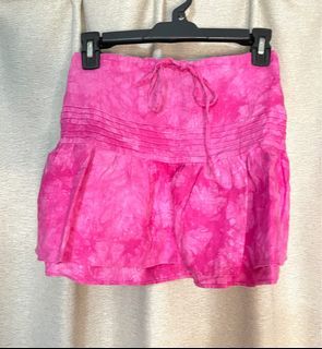 Y2k vintage forever 21 linen pink tie dye mini skirt midwaist skirt