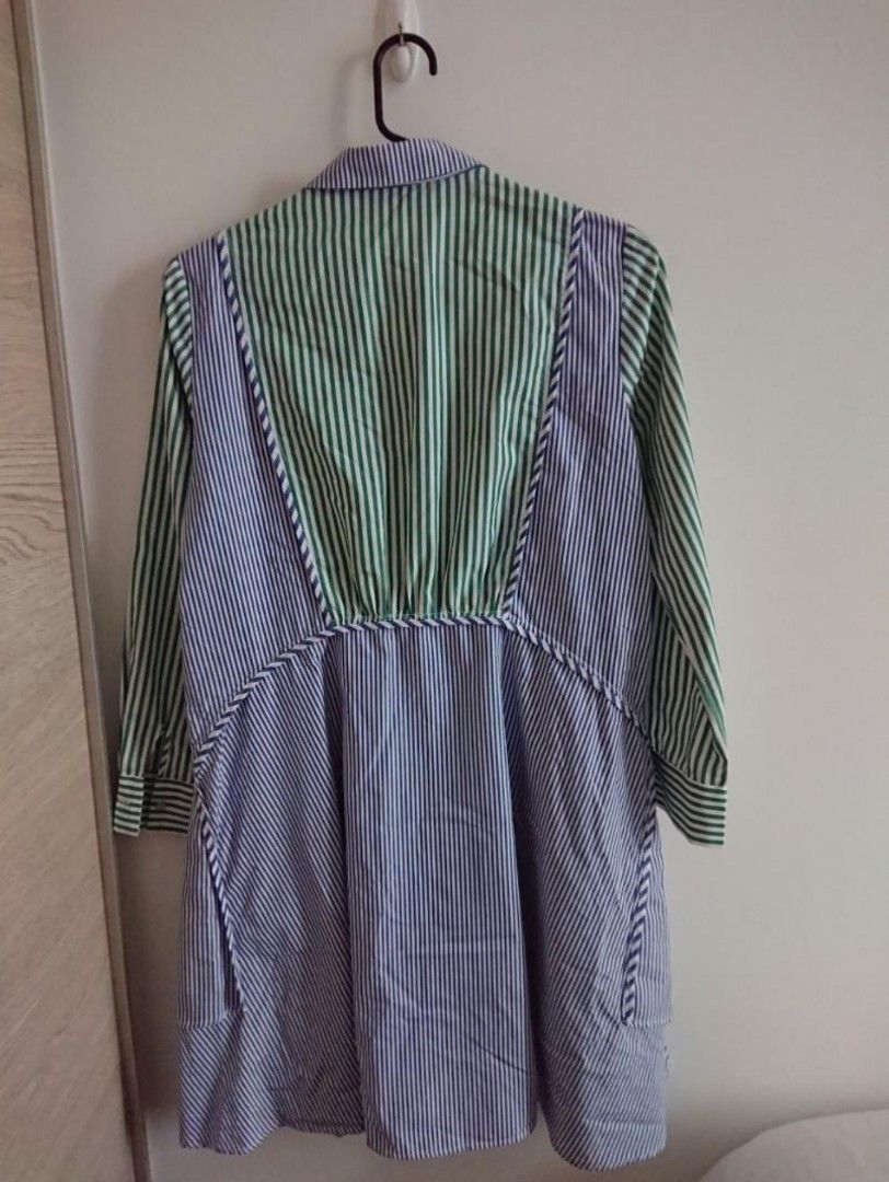 blue striped shirt dress zara Zara Cotton Shirt Dress Blue Pinstripe Large Embroidery Flowers New Sm –  FADVault