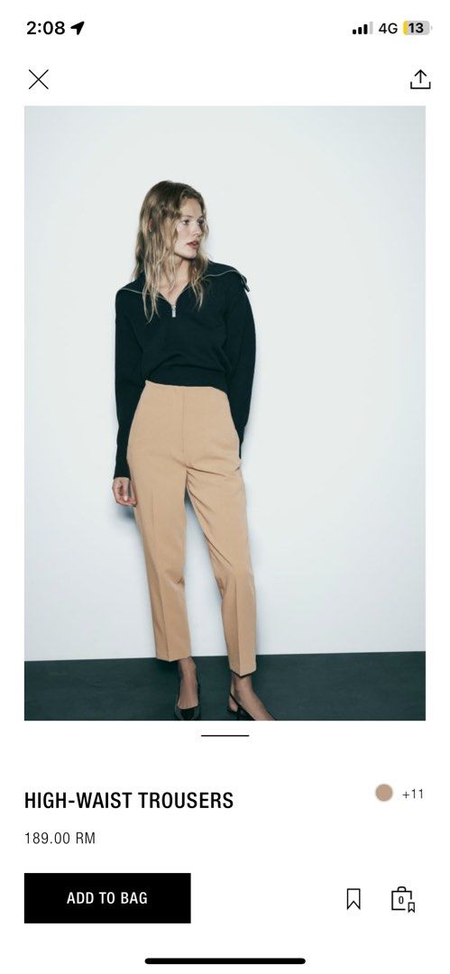 Zara Highwaist Trouser in camel M size, Women's Fashion, Bottoms
