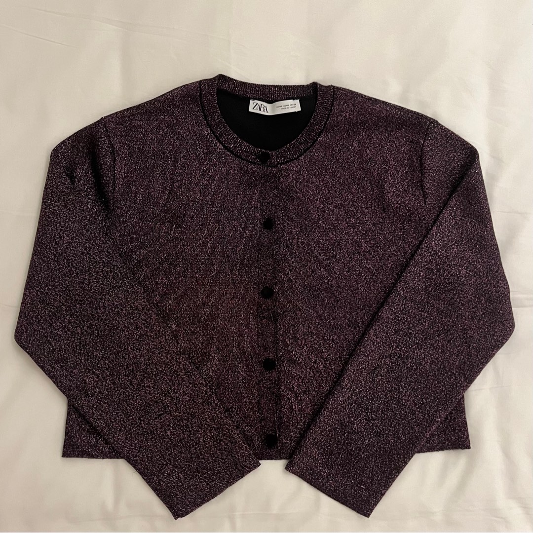 Zara Shimmer Shine Metallic Cardigan, Women's Fashion, Coats, Jackets and Outerwear on Carousell