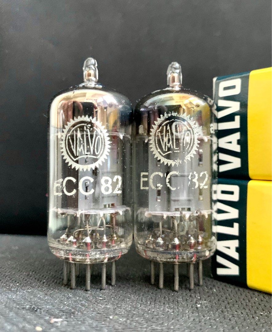 12au7 Valvo富豪長屏斜圓環德國同號同1958年12月有盒ecc82 long plate 30° slant round getter  boxed made in Germany, 音響器材, 其他音響配件及設備-