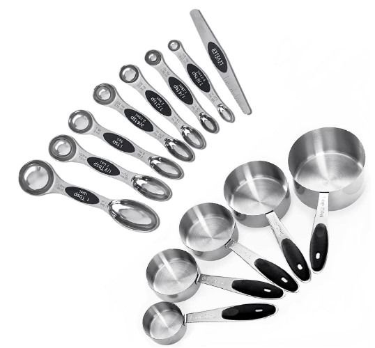 EDELIN Measuring Cups and Magnetic Measuring Spoons Set, Stainless