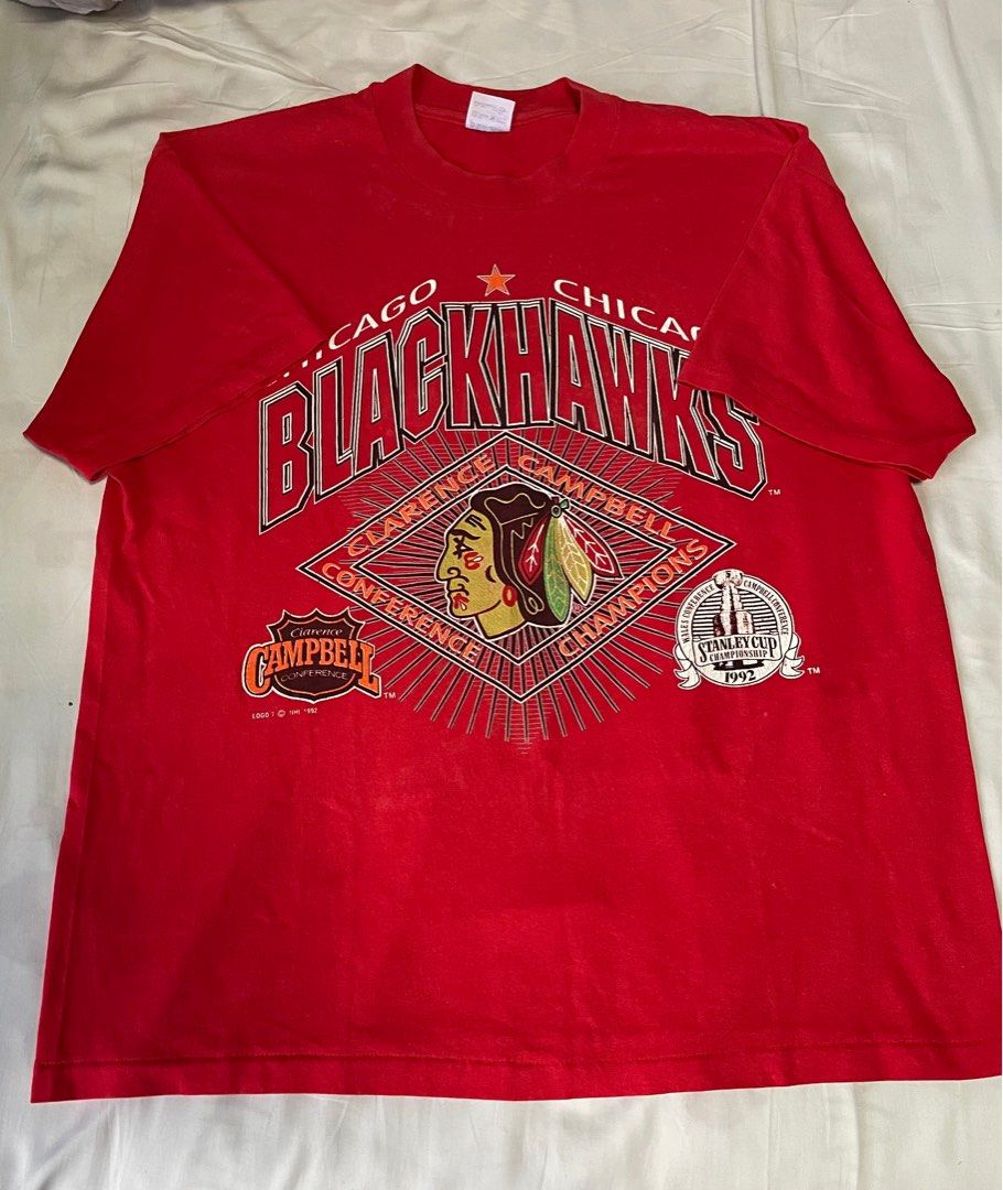 1992 Vintage Chicago Blackhawks Stanley Cup championship tee single stitched (Category: Tshirts & Polo Shirts) located in Singapore. Submitted by benicer (Listing ID 1275280790, Image 1). Description: Vintage Single Stitched made in USA championship 1992 tee prestine neckline/collar selling since i dont wear it length 69 chest 55cm.