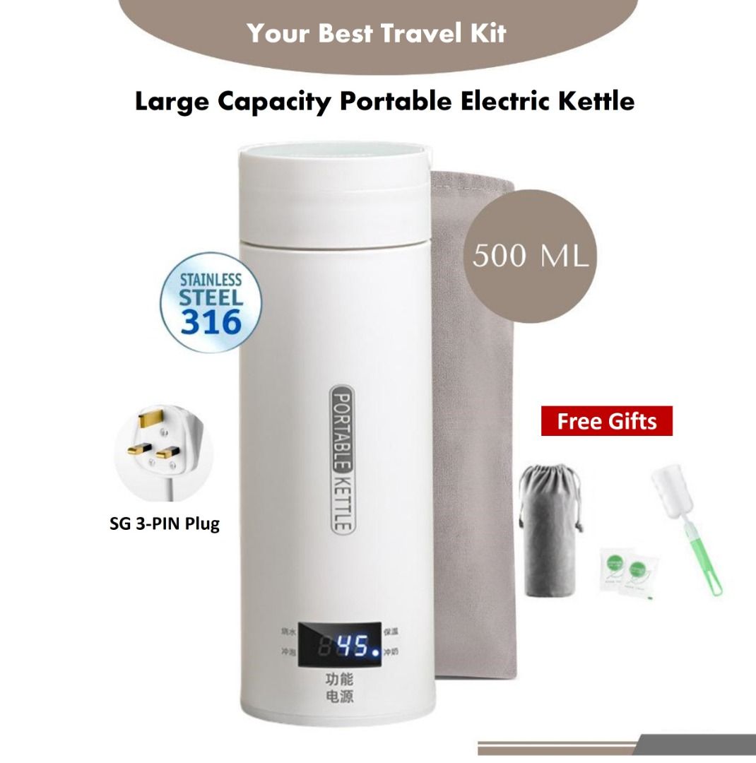 316 Stainless Steel Portable Electric Kettle 500ml Thermal Cup
