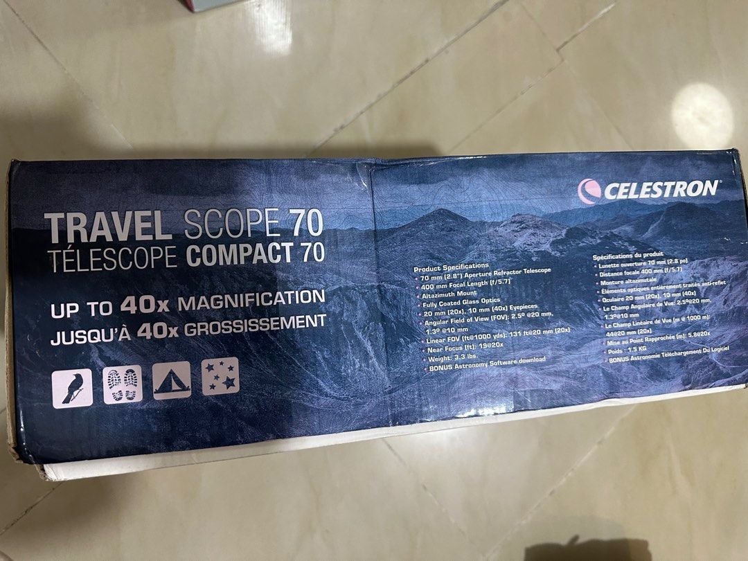 Celestron - travel scope 70-星特朗天文望遠鏡-極少用, 攝影器材