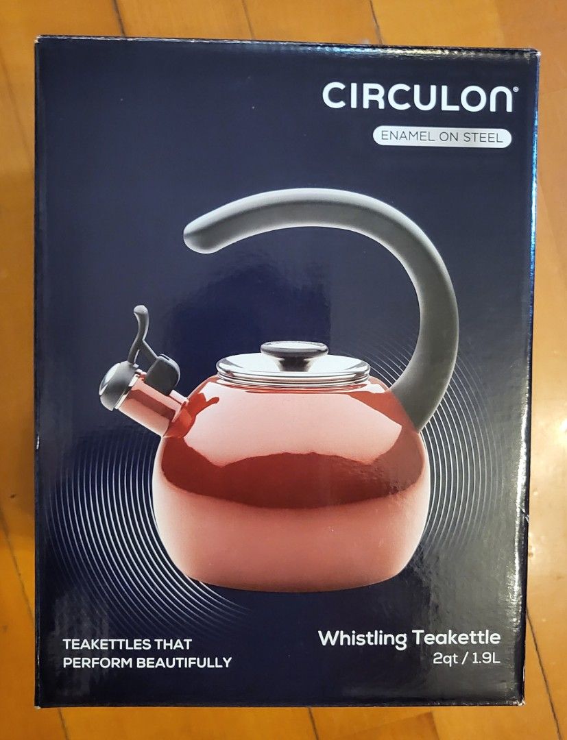 Circulon Enamel on Steel 2-Qt. Whistling Teakettle with Flip-Up Spout - Navy